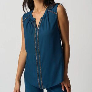 NWT $166 Nightfall Blue Blouse JOSEPH RIBKOFF S 6 Style 233014